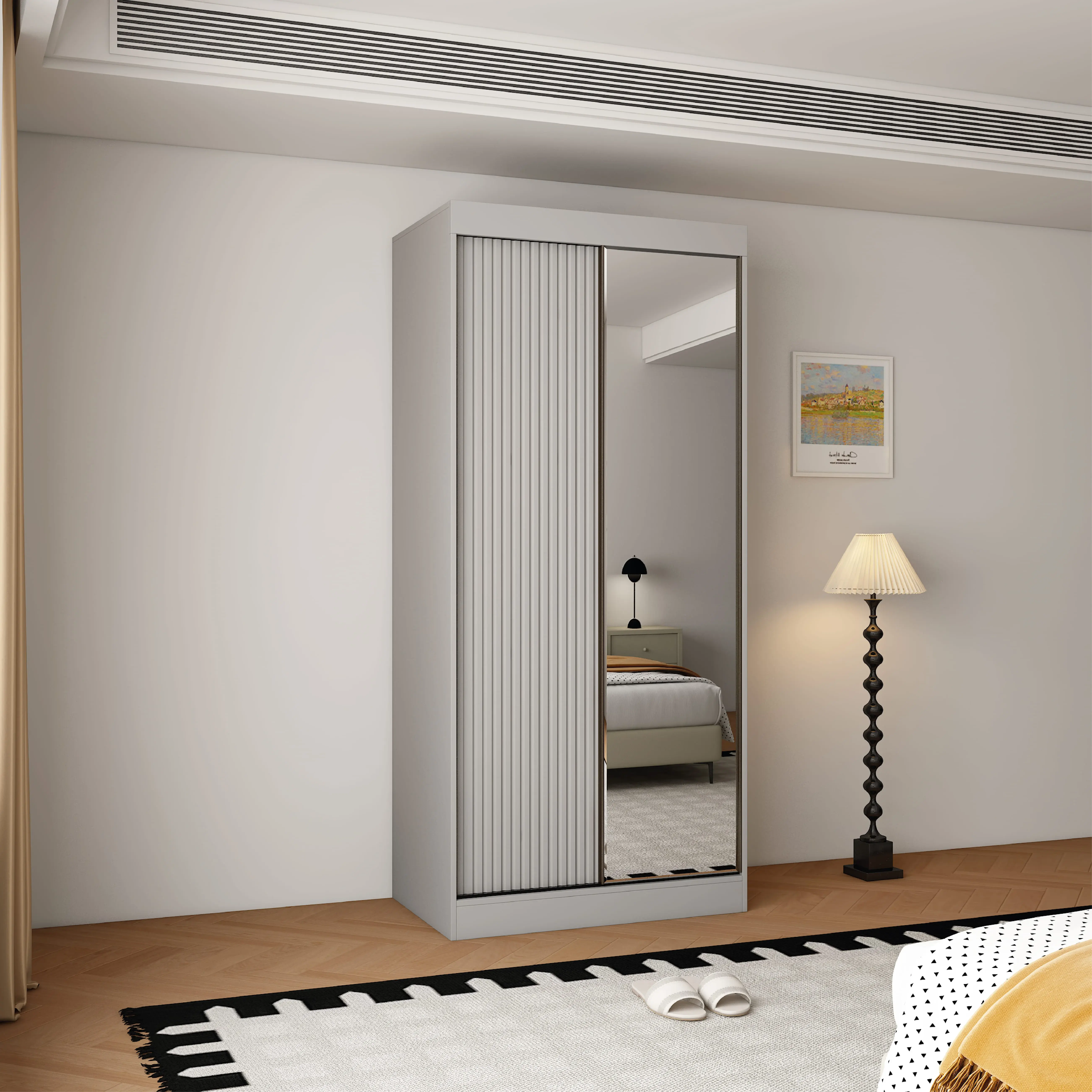 Berlin 2 Door 100CM  Grey sliding wardrobe