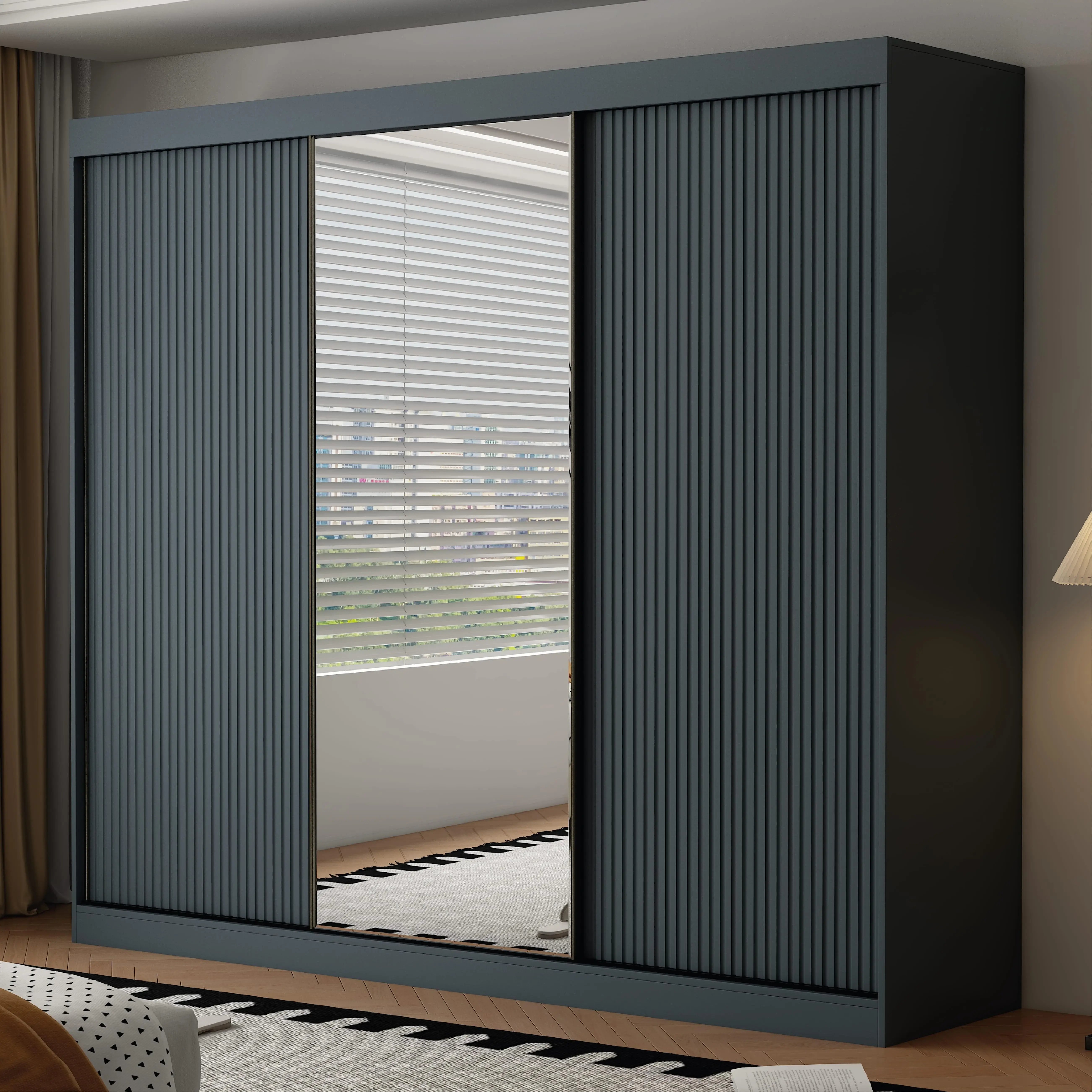 Berlin 3 Door Dark Grey  sliding wardrobe