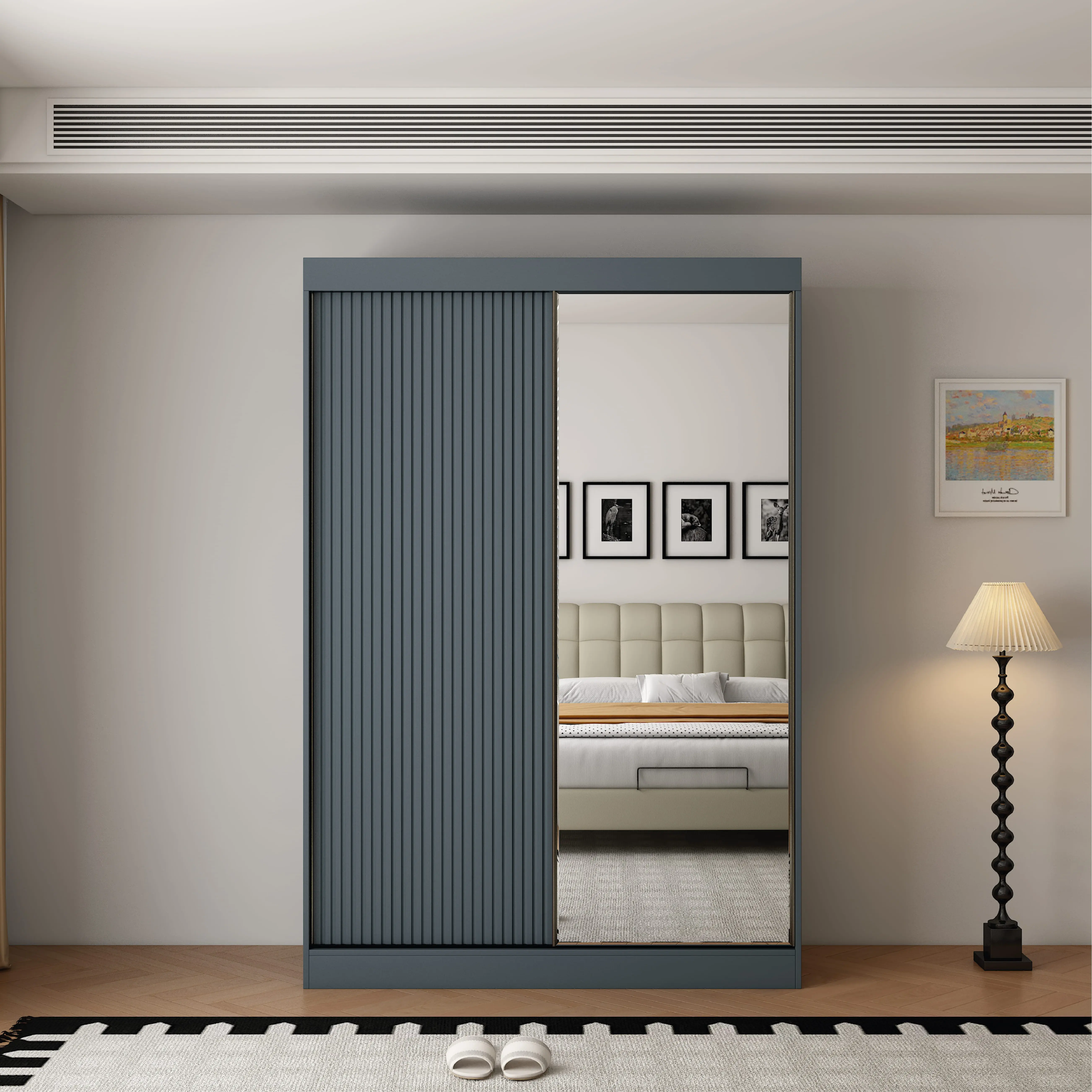 Berlin 2 Door Dark Grey 150CM  sliding wardrobe