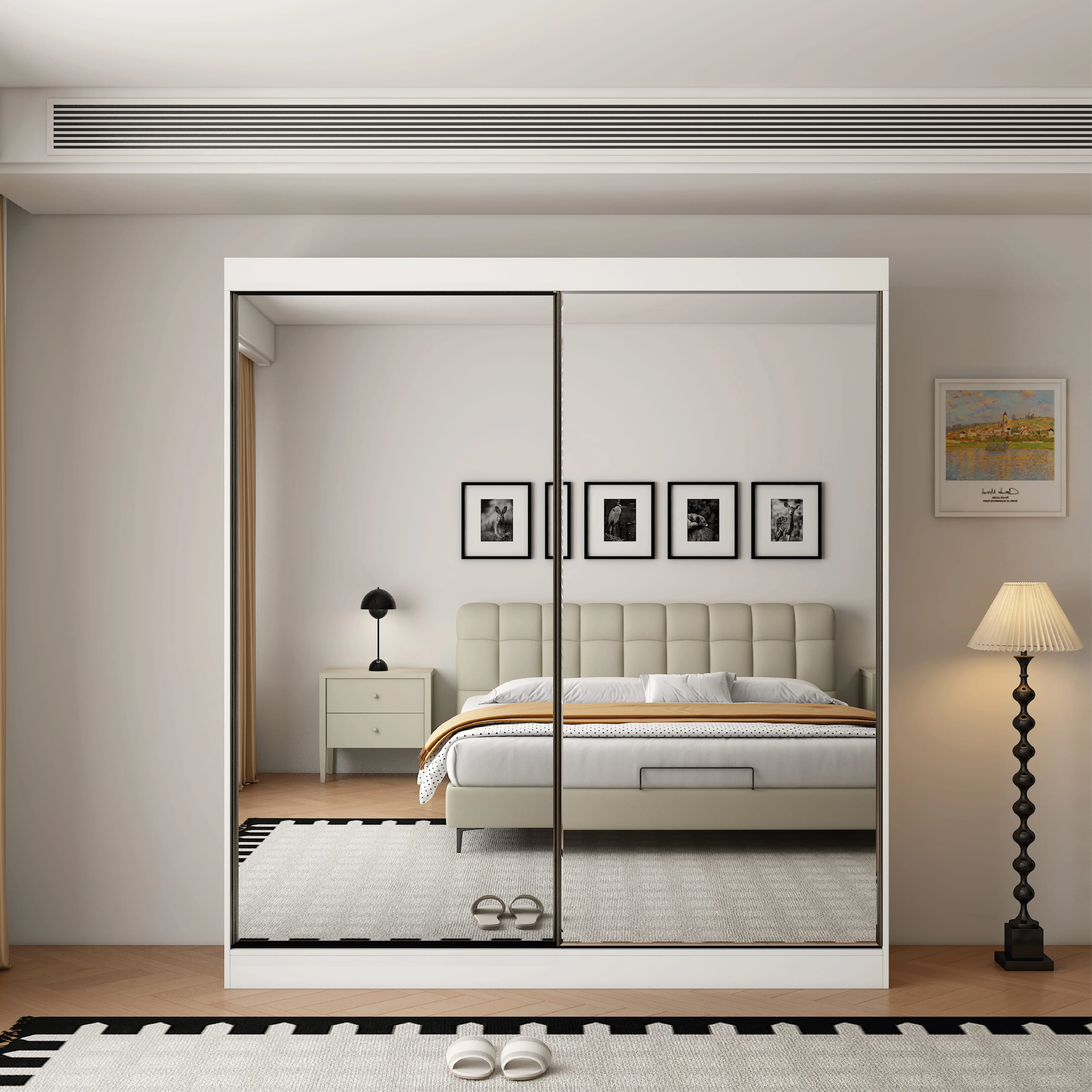 Oracle 2 Door Full Mirror 200CM  sliding wardrobe