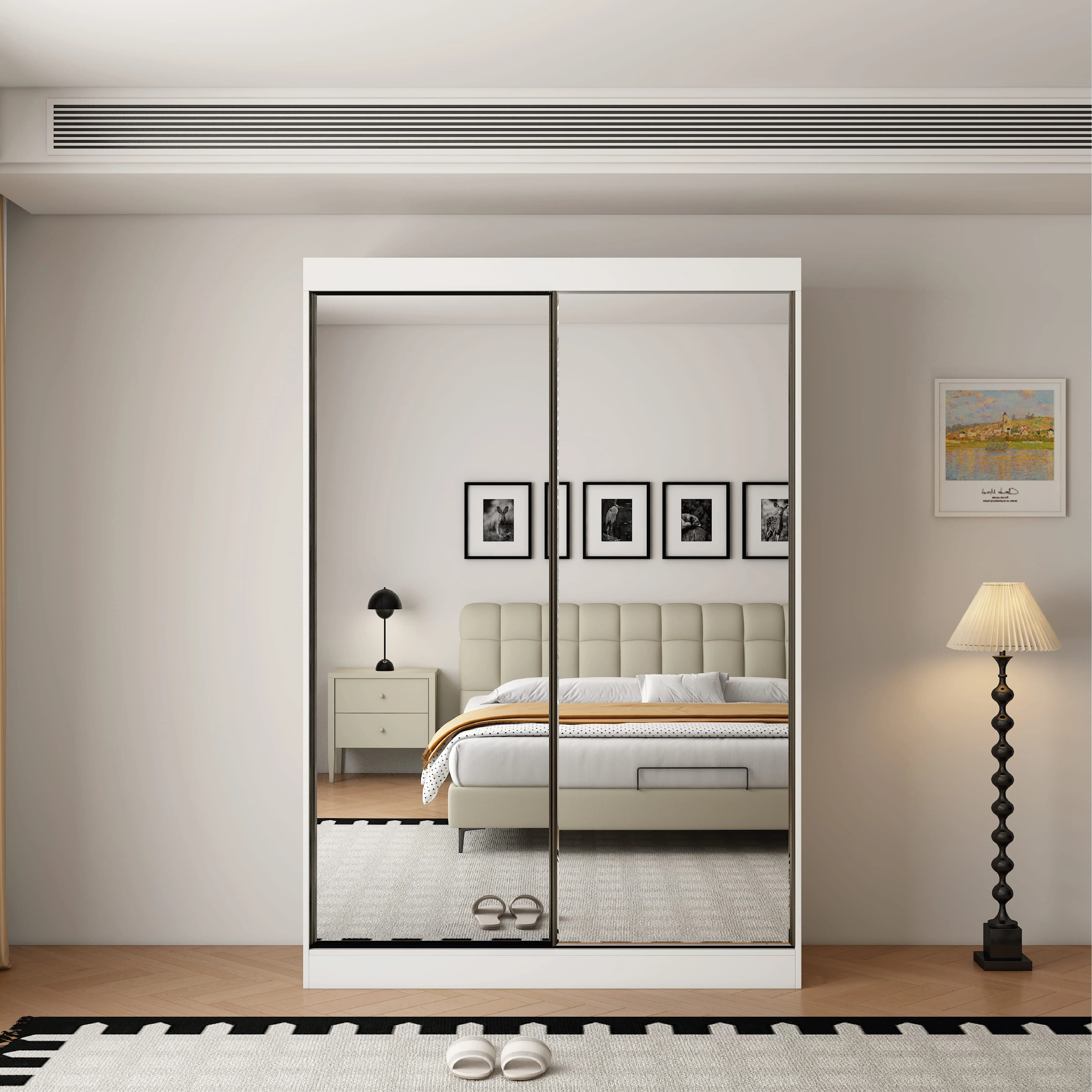 Oracle 2 Door Full Mirror 100CM  sliding wardrobe