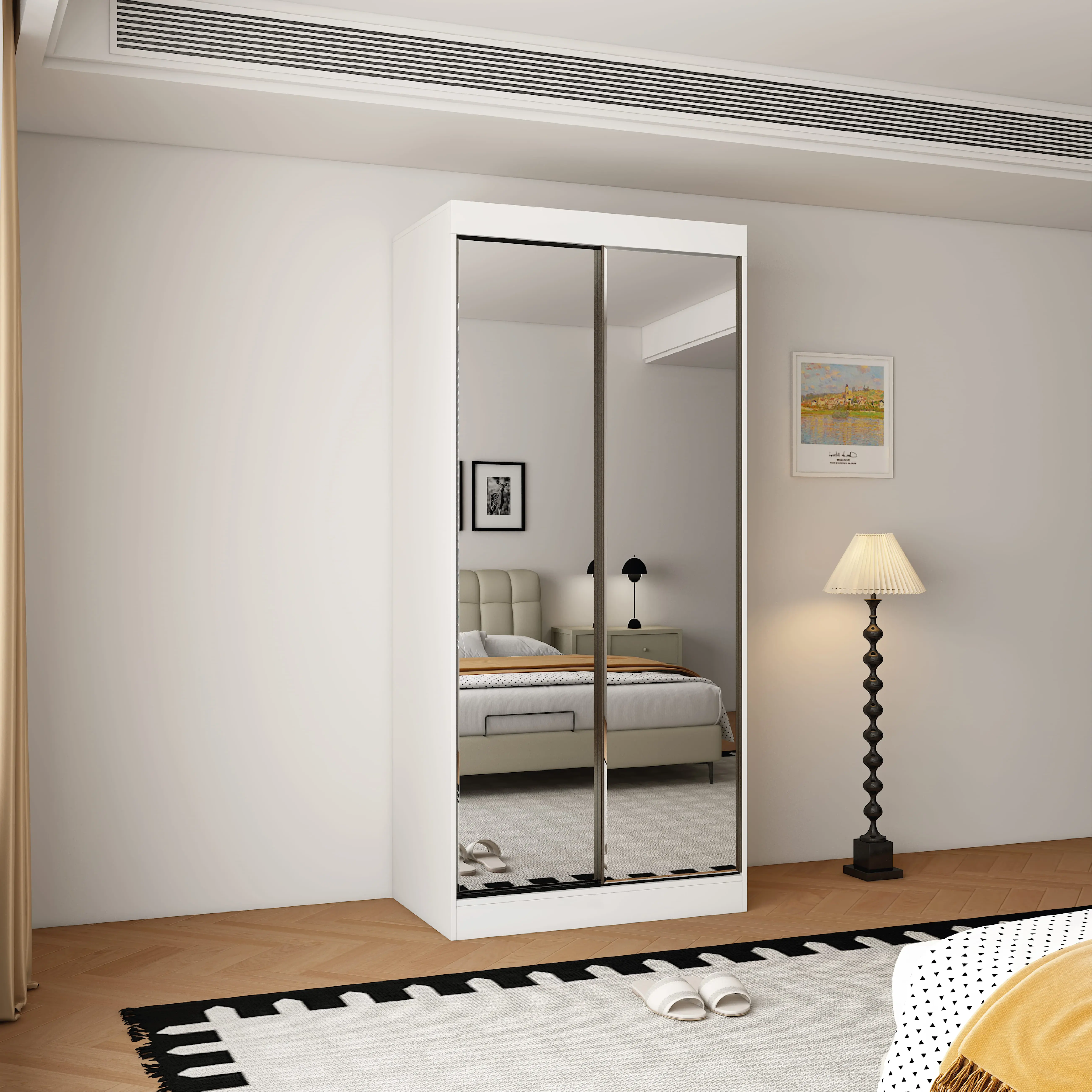 Oracle 2 Door Full Mirror 100CM  sliding wardrobe