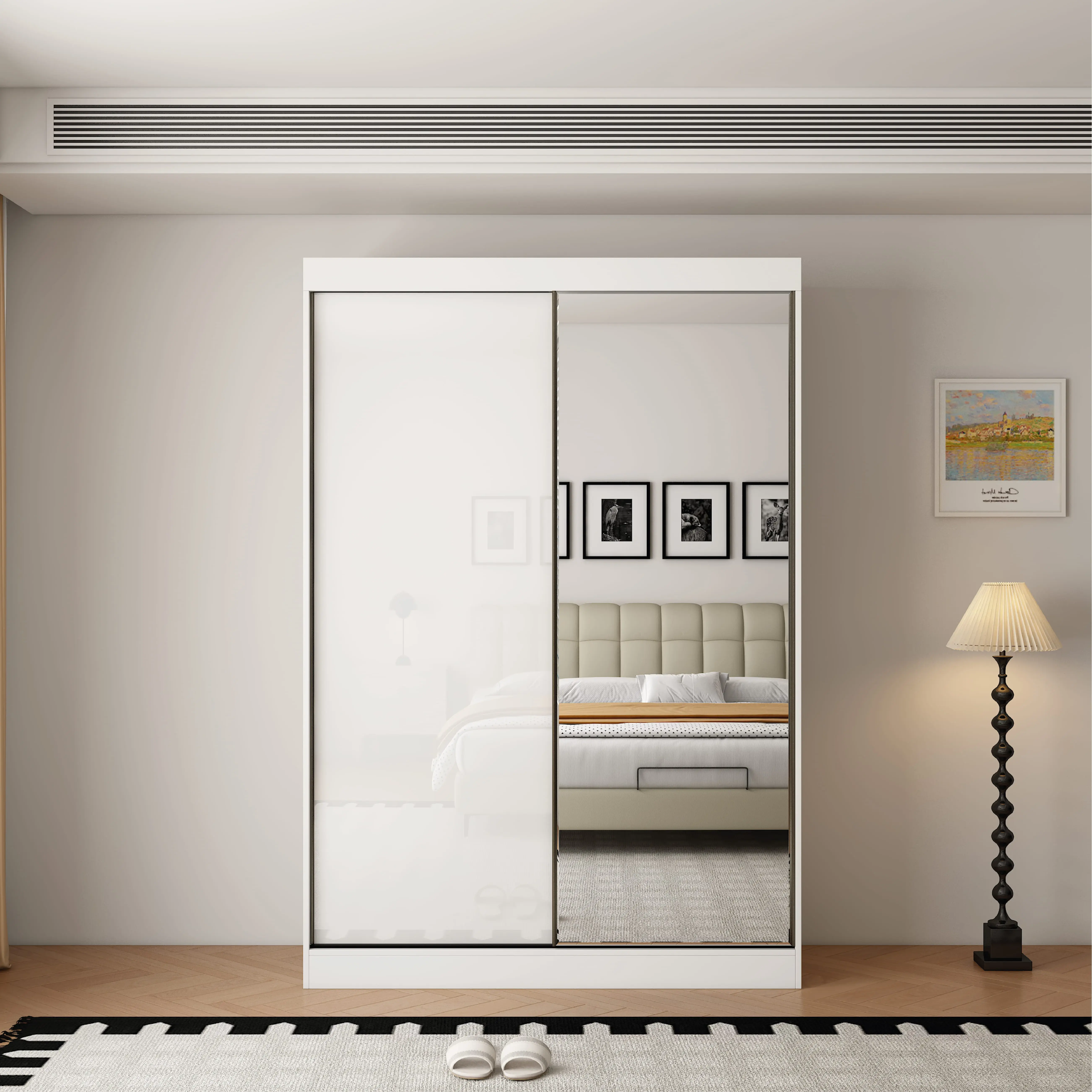 Pacific 2 Door Gloss White 150CM  sliding wardrobe