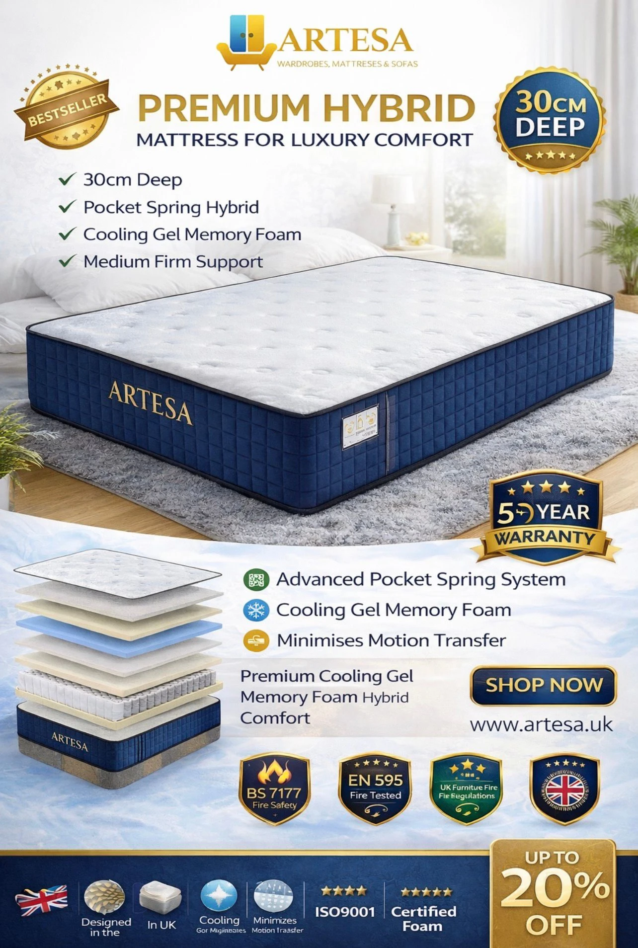 Artesa Royal King Size Mattress – Tight Top Firm Support