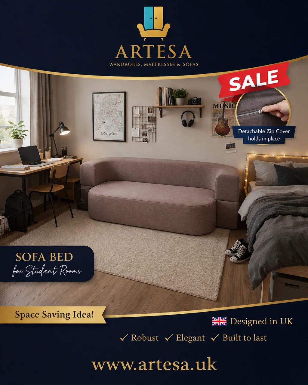 Emma Sofa Bed - Beige