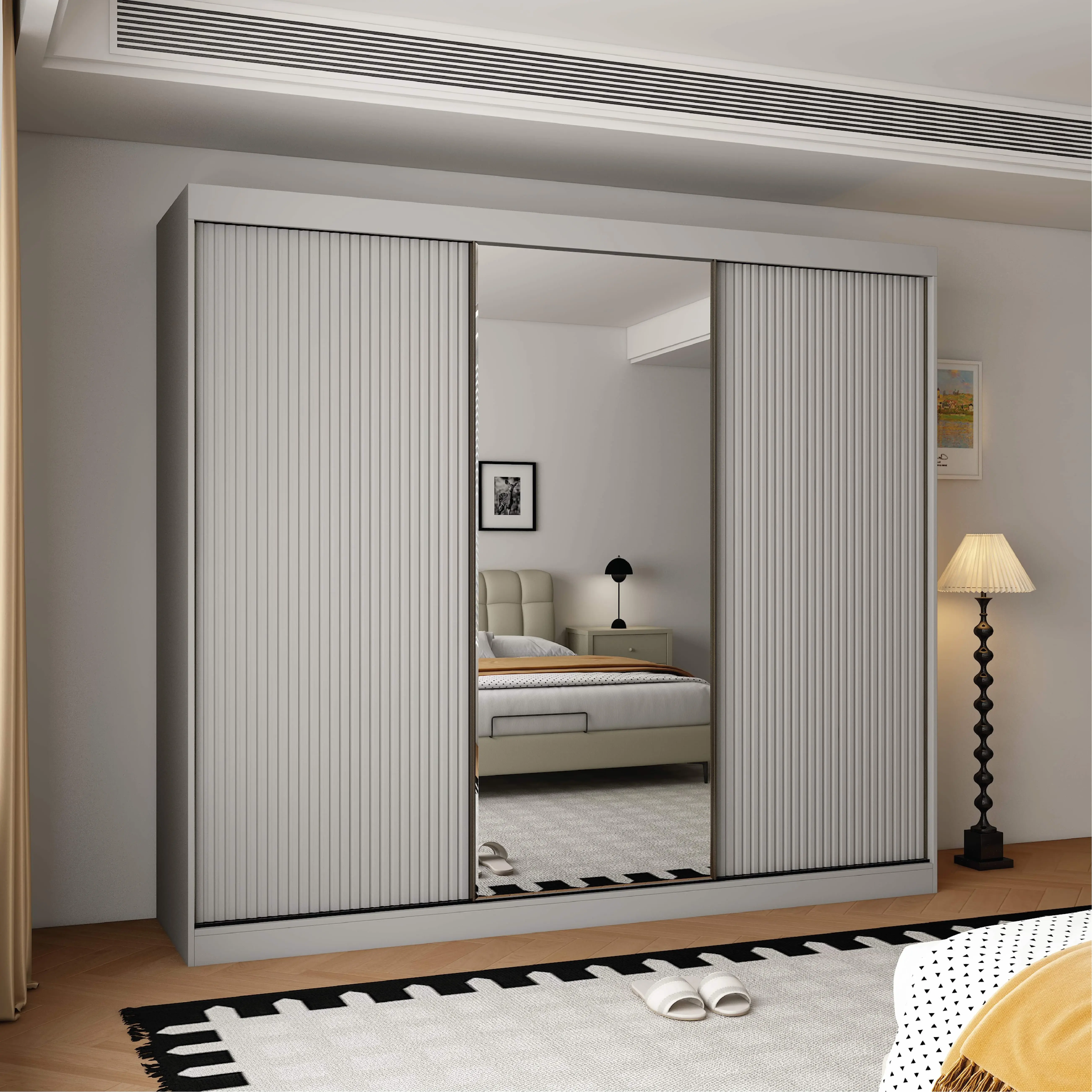 Berlin 3 Door 250CM Grey  sliding wardrobe