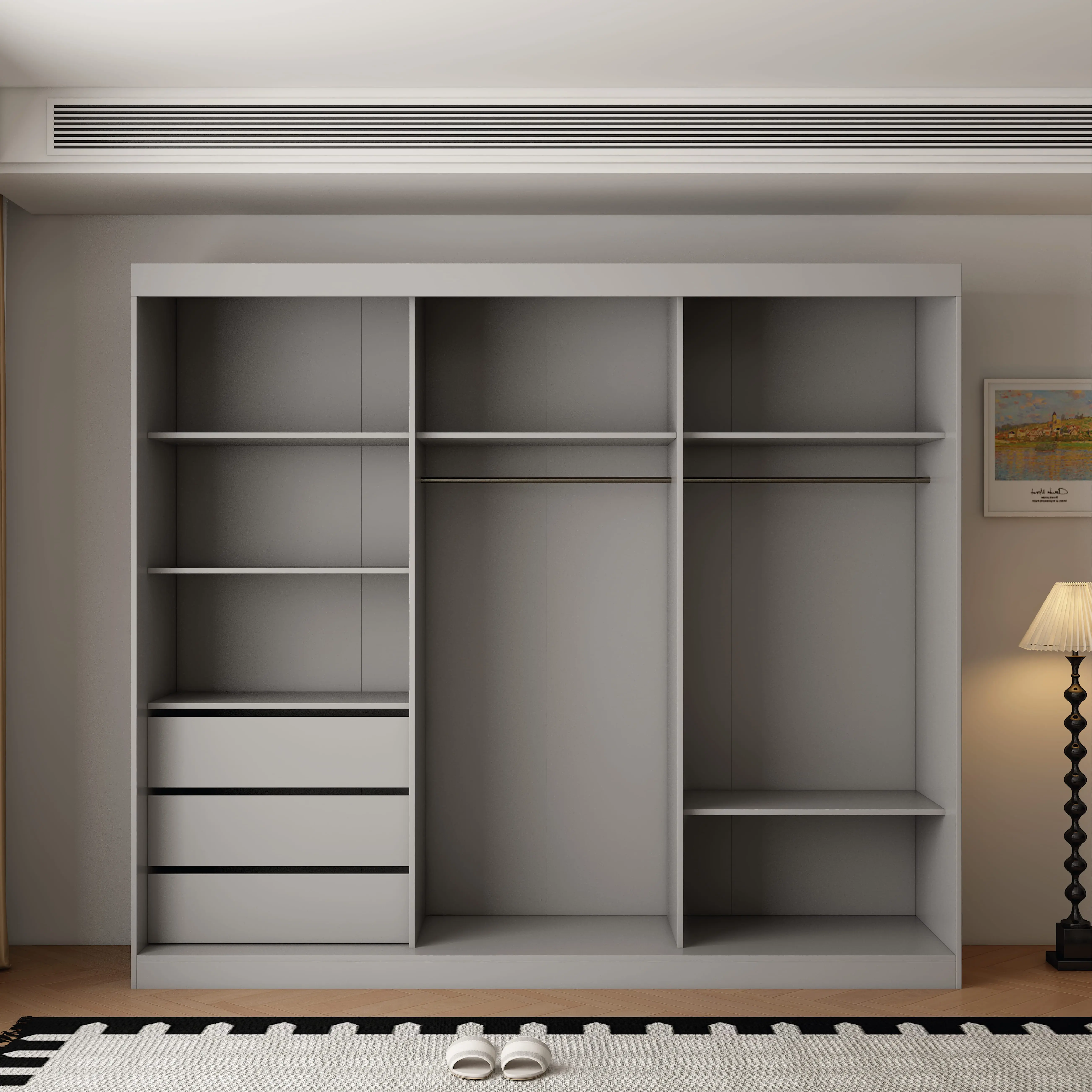 Berlin 3 Door 250CM Grey  sliding wardrobe